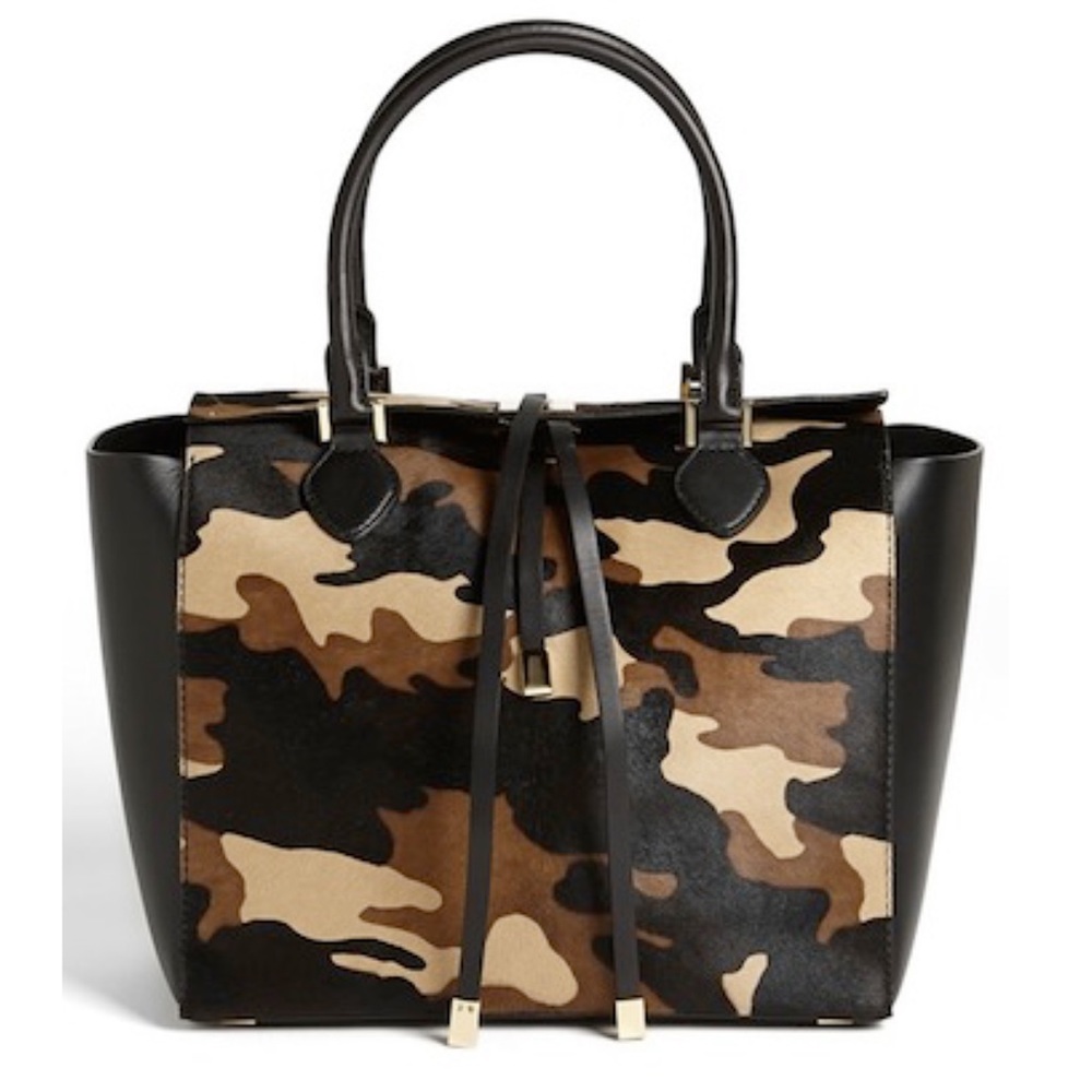 NWT Michael Kors large tote bag, camo. Leather and calf hair. Ships with dustbag